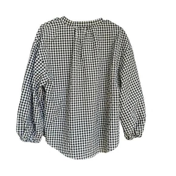 A New Day Gingham Puff Sleeve V Neck Blouse L - Picture 7 of 9